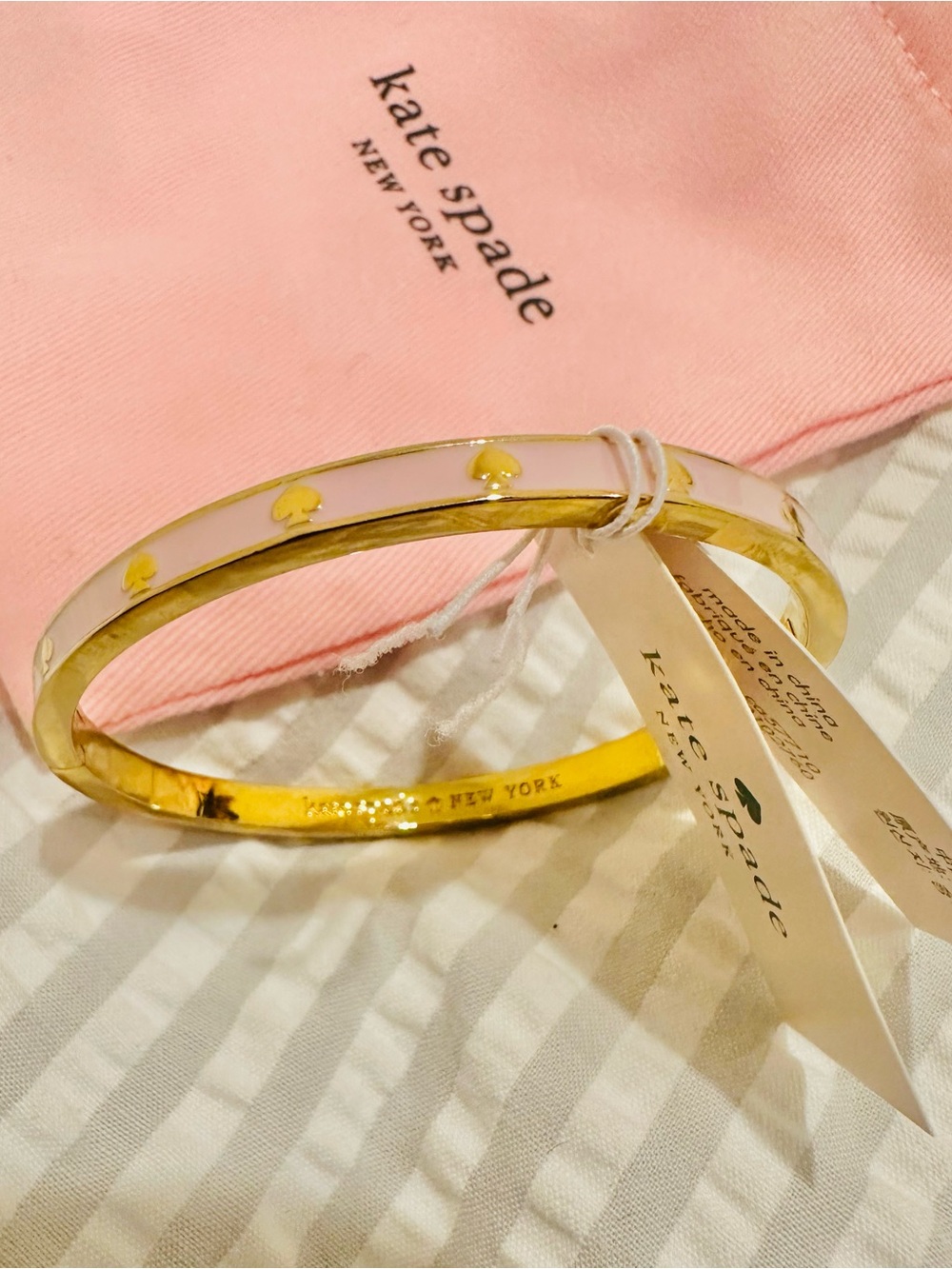 kate spade Light Pink and Gold Spade Accent Bangle - Picture 2 of 7